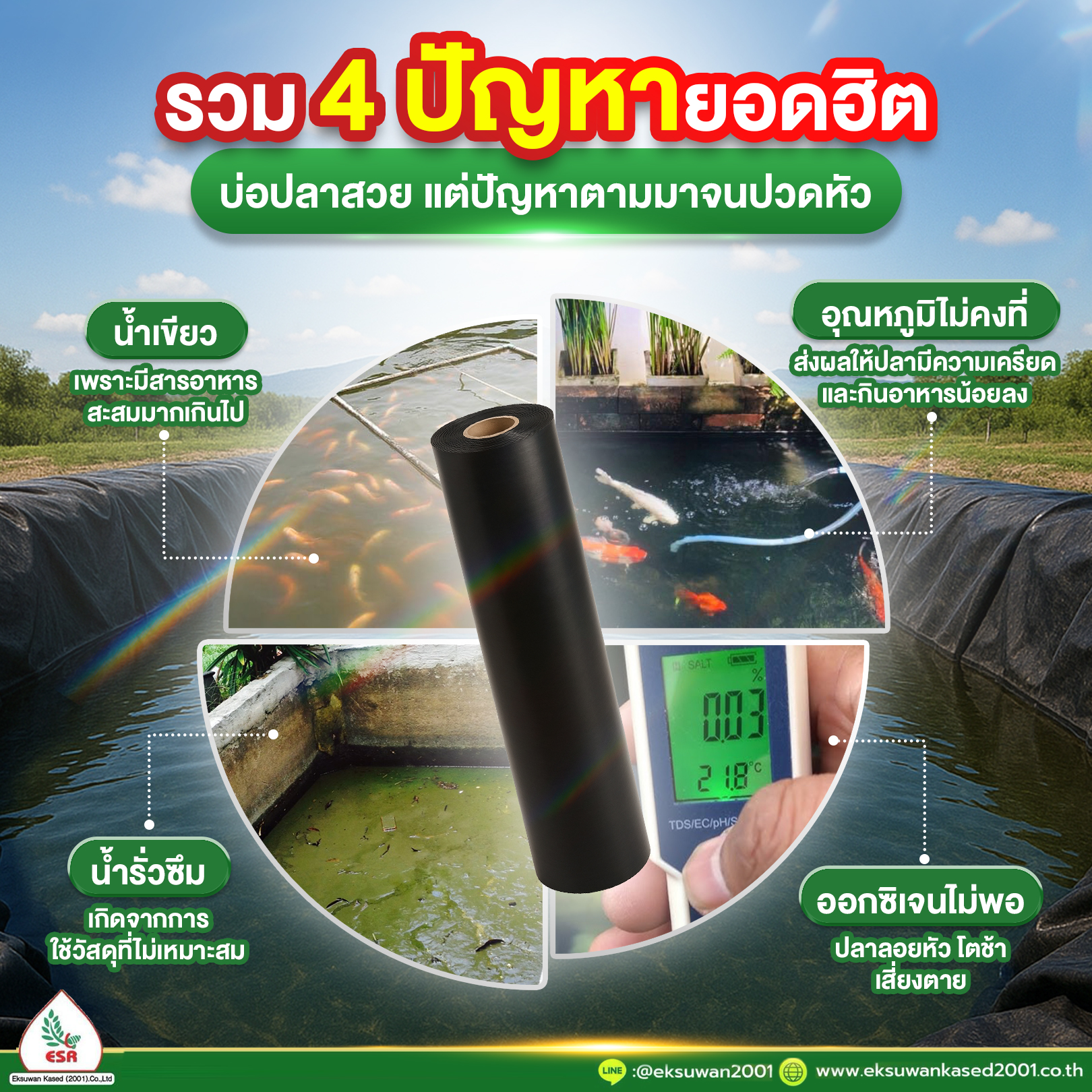 4 ปัญหาของบ่อปลา ป้องกันด้วยการเลือกวัสดุปูบ่อที่ดี