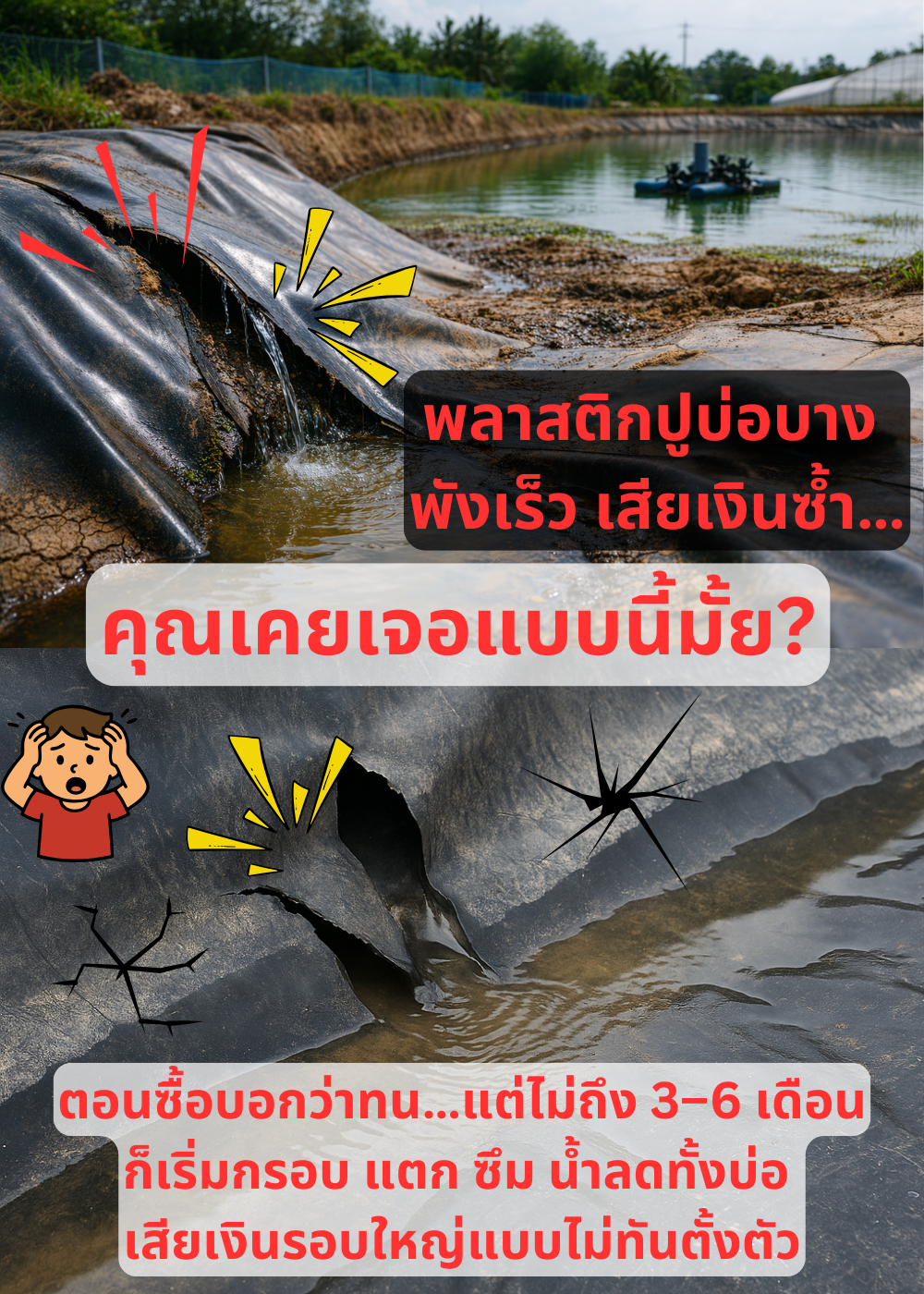 บ่อพลาสติกเสียหาย